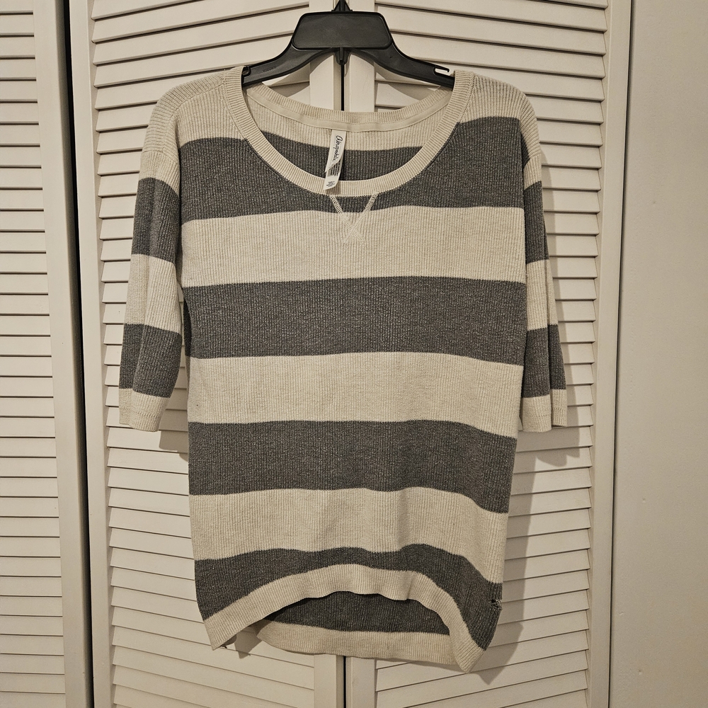 Striped Gray and Cream Women's Top